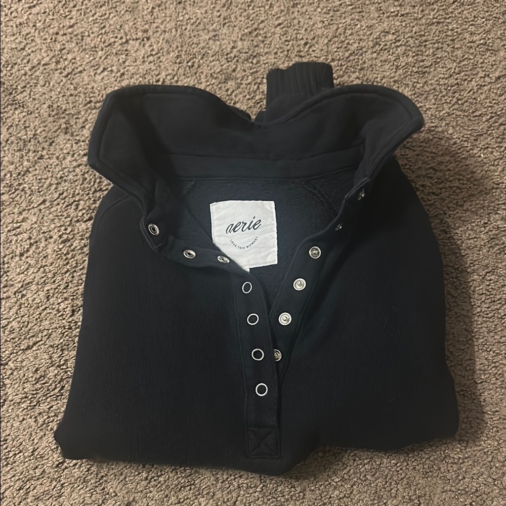 Aerie Midnight Black Collared Sweater